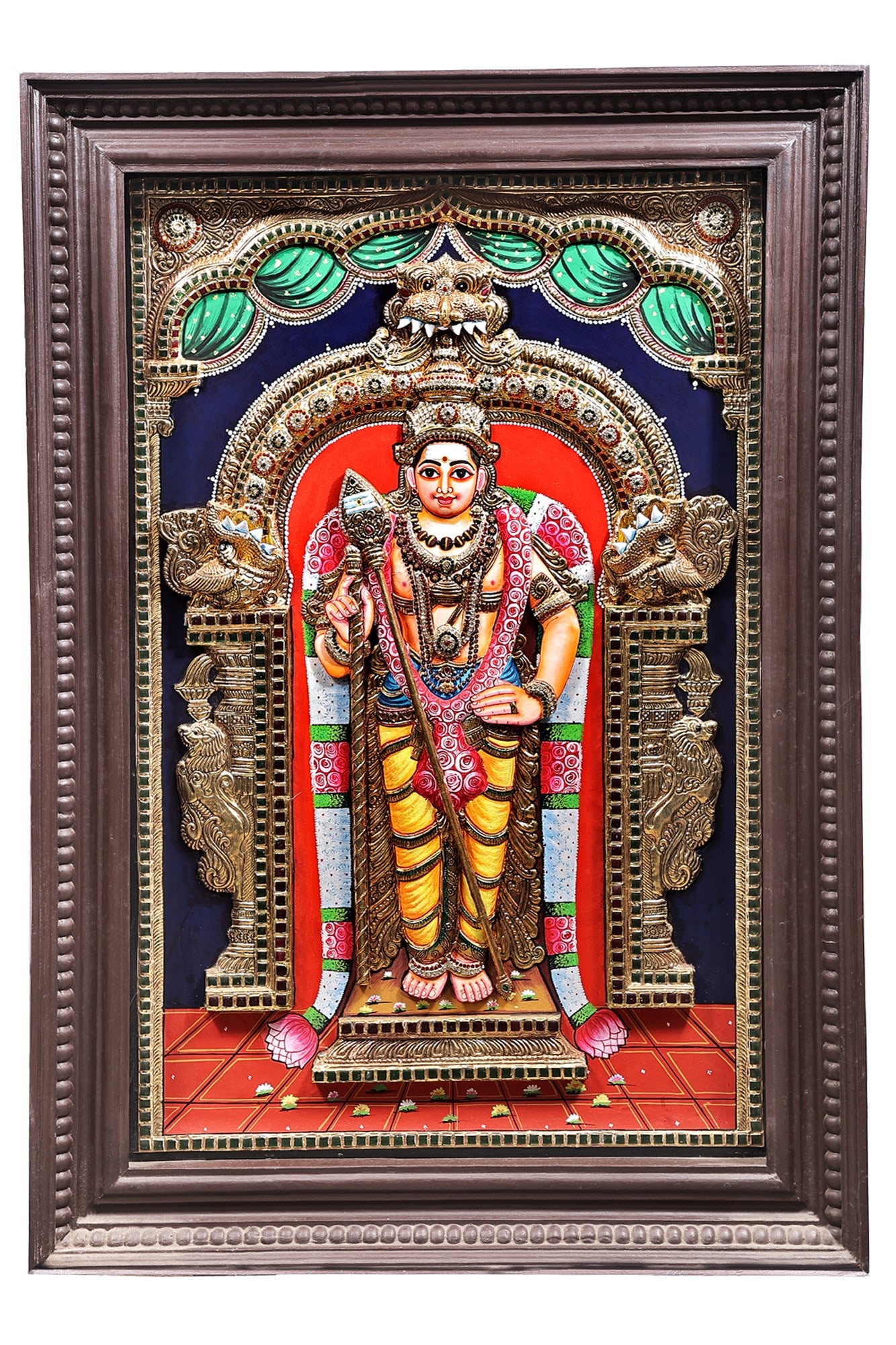 Kumara Karttikeya (Murugan) Tanjore Painting | Traditional Colors with 24K Gold | Teakwood Frame |: Title: Kumara Karttikeya (Murugan) Tanjore Painting | Traditional Colors with 24K Gold | Teakwood Frame | Handmade Description: Tanjore (Thanjavur) Painting Reserve: $1,969.20 Shipping: Domestic: Ship