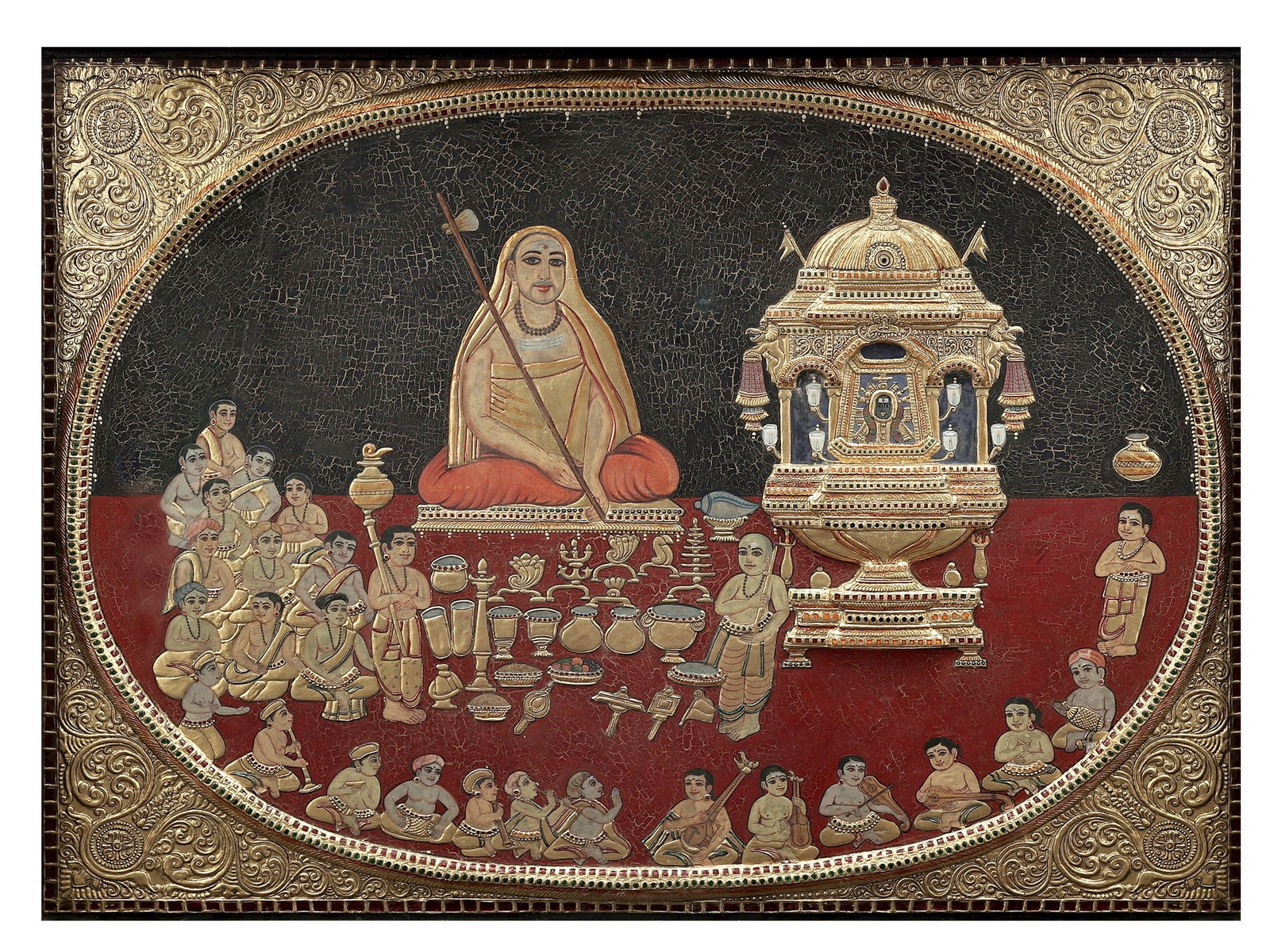 Samsthana Puja of Chandramouleswara by Adi Shankaracharya | Tanjore Painting made with Traditional - 2