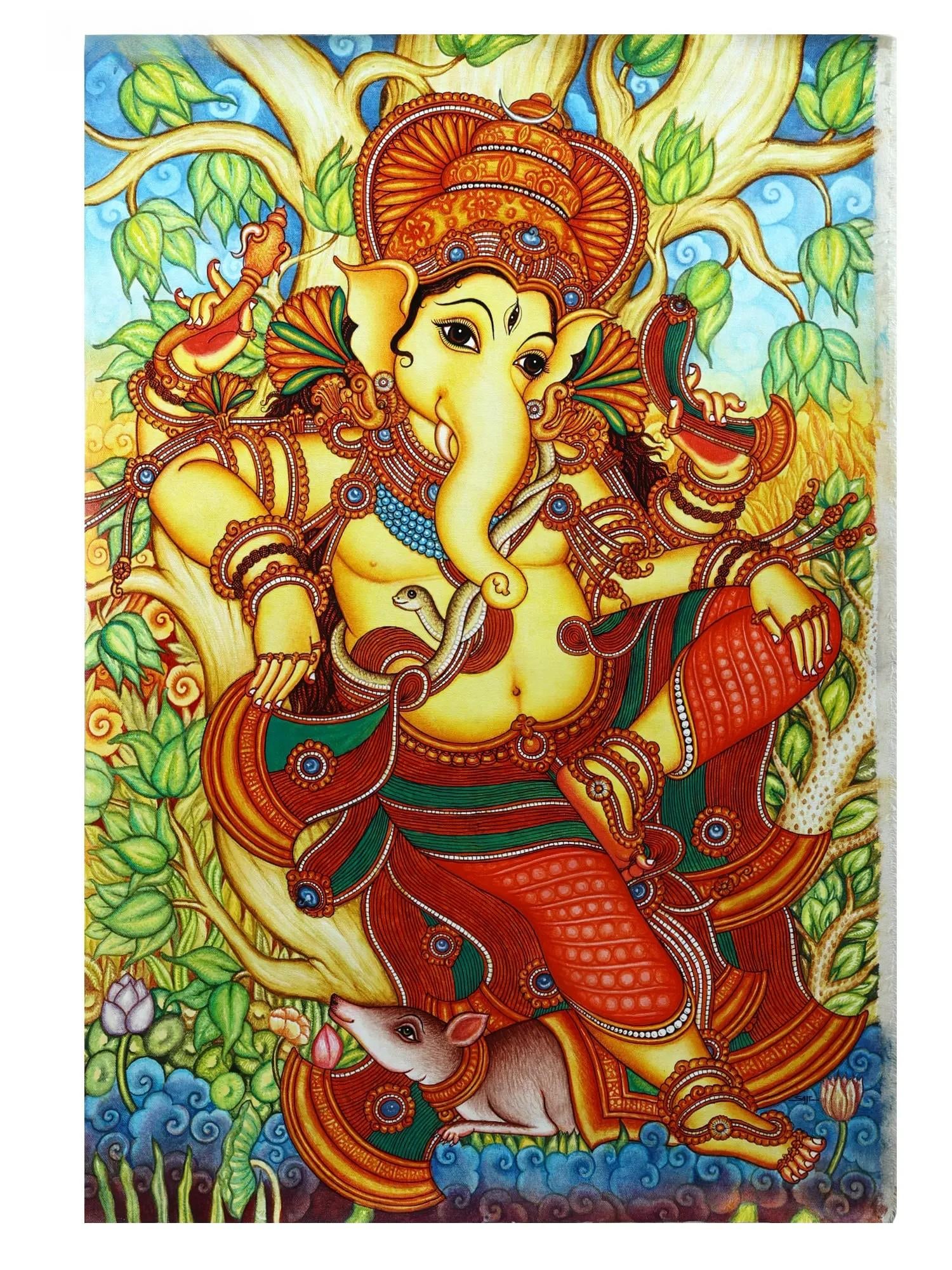 Seated Bhagwan Ganesha | Handmade: Title: Seated Bhagwan Ganesha | Handmade Description: Folk Paintings Reserve: $585.00 Shipping: Domestic: Shipping rates are determined by destination to anywhere within the contiguous U.S. Internatio