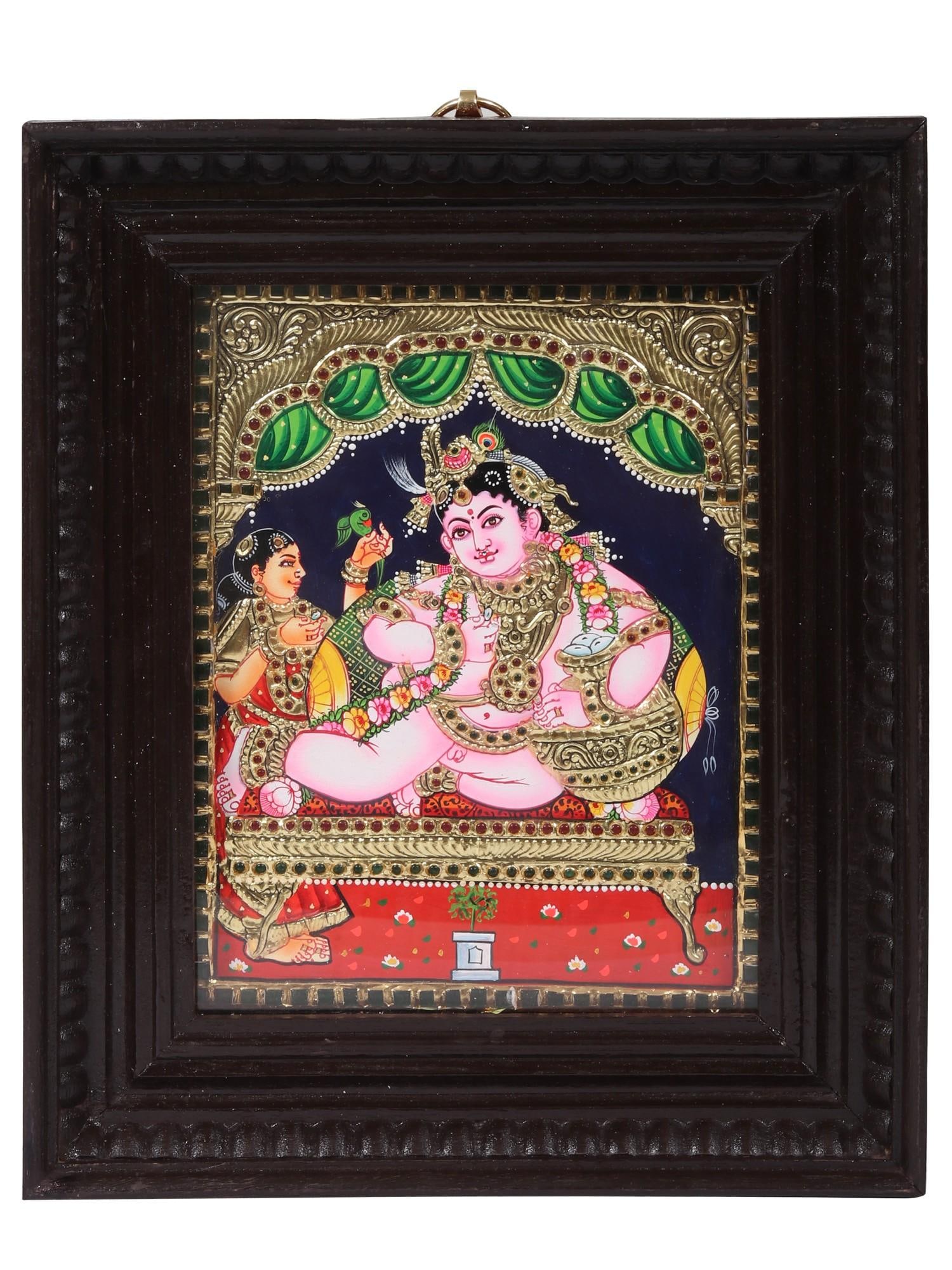 Butter Krishna Tanjore Painting | Traditional Colors with Gold | Teakwood Frame | Handmade | Made in: Title: Butter Krishna Tanjore Painting | Traditional Colors with Gold | Teakwood Frame | Handmade | Made in India Description: Tanjore (Thanjavur) Painting Reserve: $349.20 Shipping: Domestic: Shippin