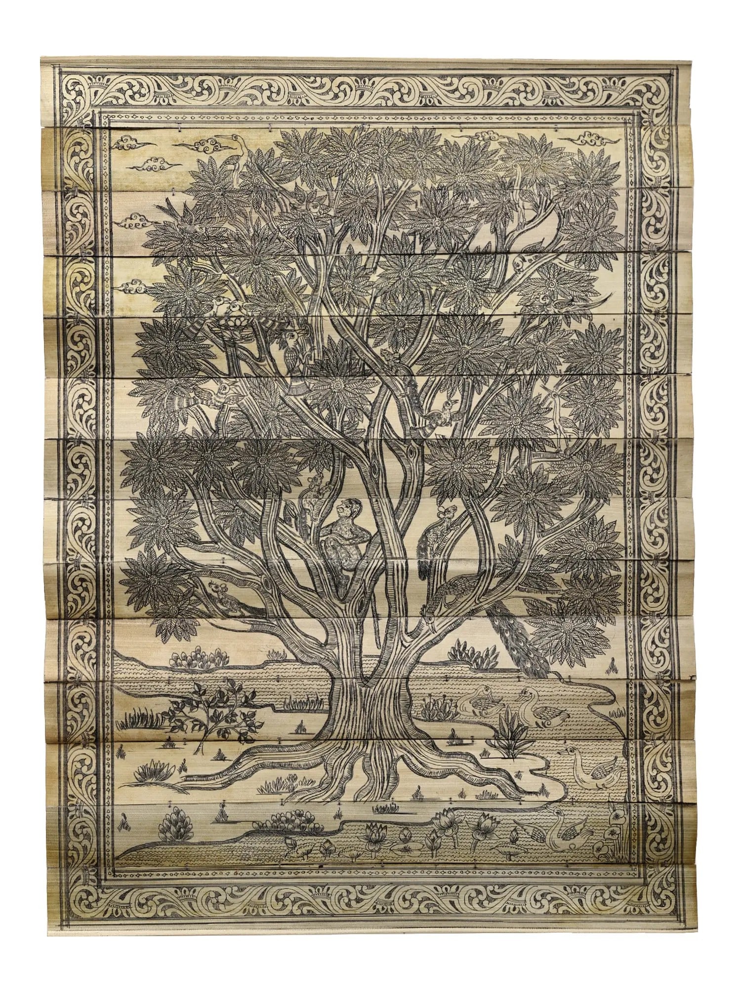 Tree Painting with Animal and Birds: Title: Tree Painting with Animal and Birds Description: Folk Paintings Reserve: $139.50 Shipping: Domestic: Shipping rates are determined by destination to anywhere within the contiguous U.S.
