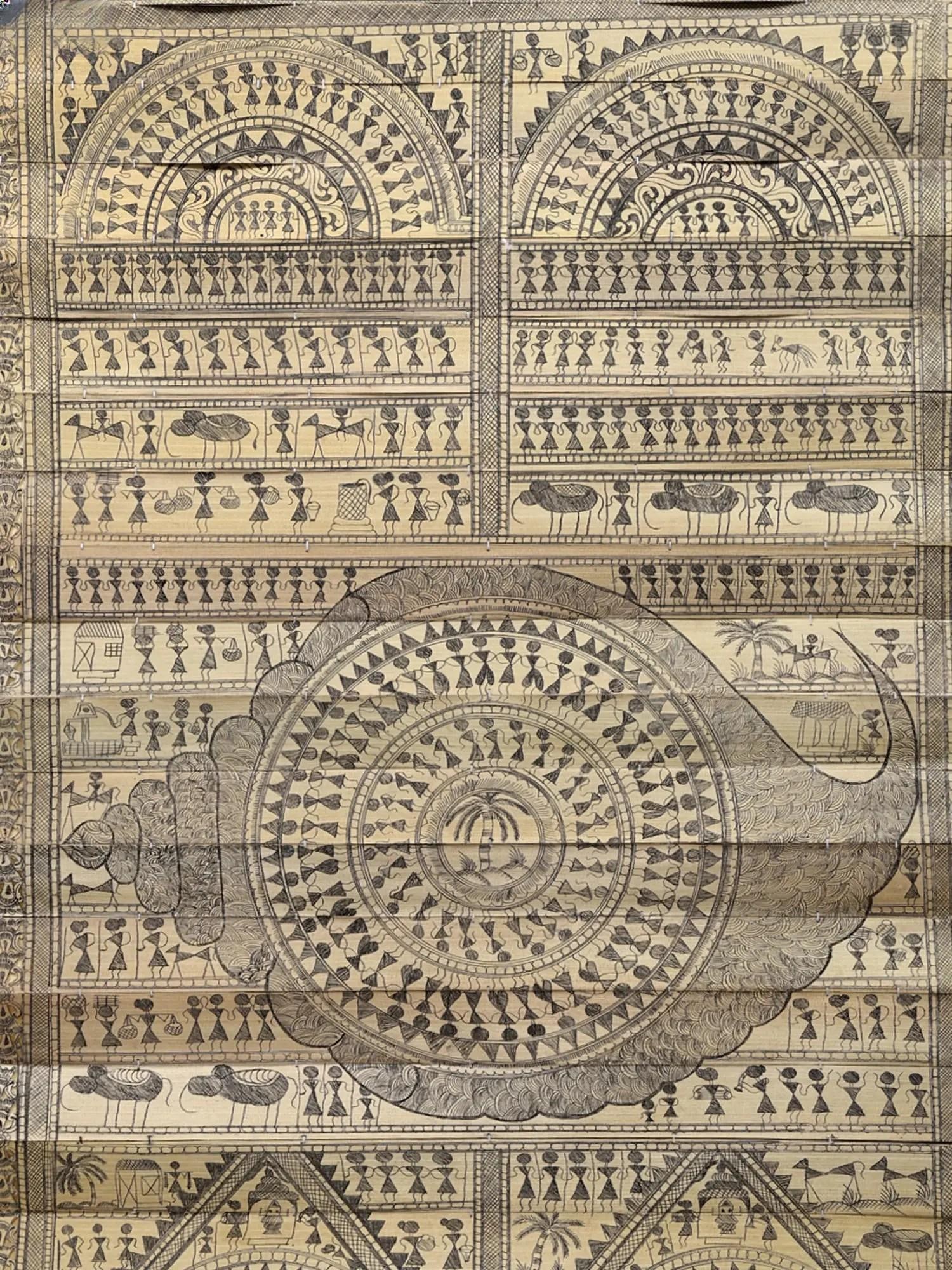Beautiful Village Scene on Palm Leaf - 2