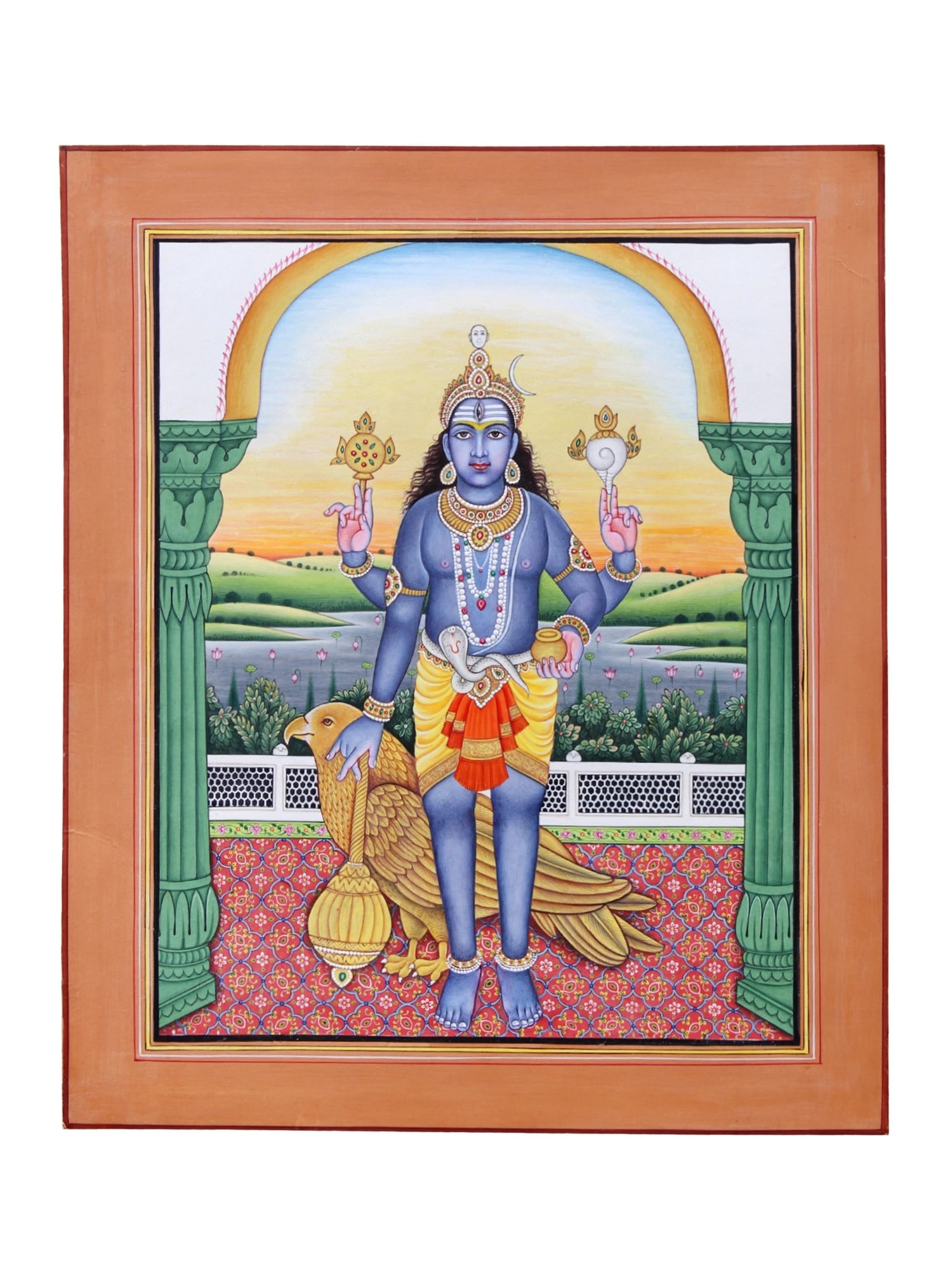 Lord Shani Dev: Title: Lord Shani Dev Description: Hindu Gods & Goddesses Painting Reserve: $702.90 Shipping: Domestic: Shipping rates are determined by destination to anywhere within the contiguous U.S. Internationa