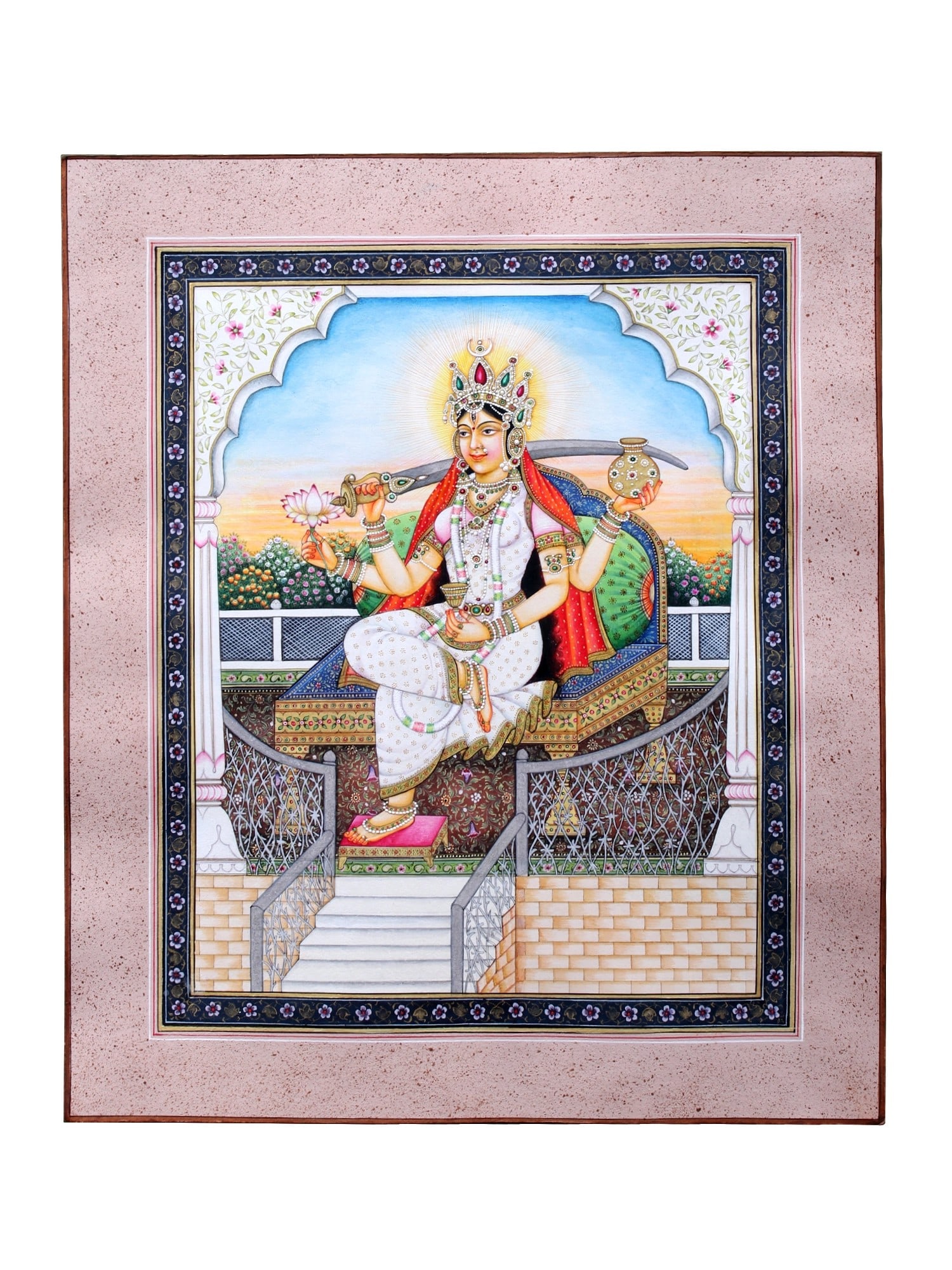 Tantric Mahavidya Goddess Dhumavati | Watercolor Paint on Cotton: Title: Tantric Mahavidya Goddess Dhumavati | Watercolor Paint on Cotton Description: Hindu Gods & Goddesses Painting Reserve: $939.60 Shipping: Domestic: Shipping rates are determined by destination t