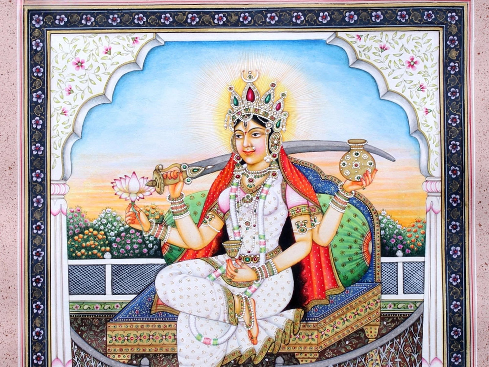 Tantric Mahavidya Goddess Dhumavati | Watercolor Paint on Cotton - 2