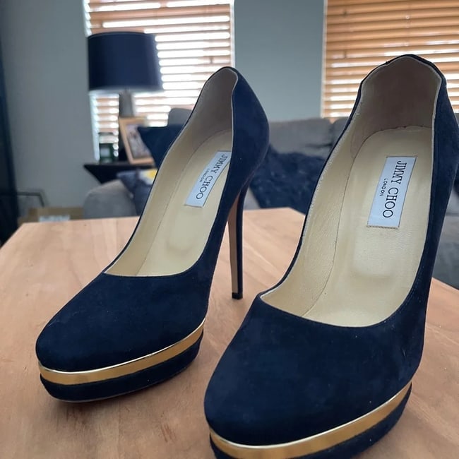 Gorgeous, Brand New, jimmy Choo Navy & gold platform pumps heels shoes 4 - 2