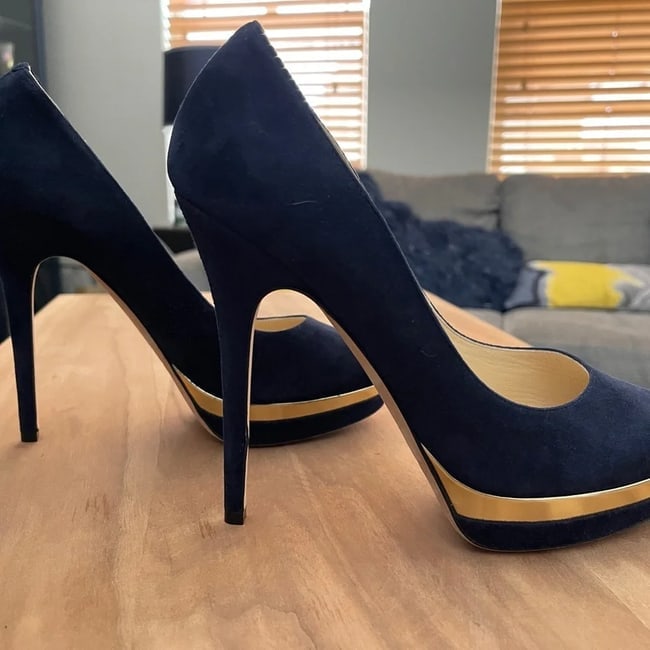 Gorgeous, Brand New, jimmy Choo Navy & gold platform pumps heels shoes 4 - 3