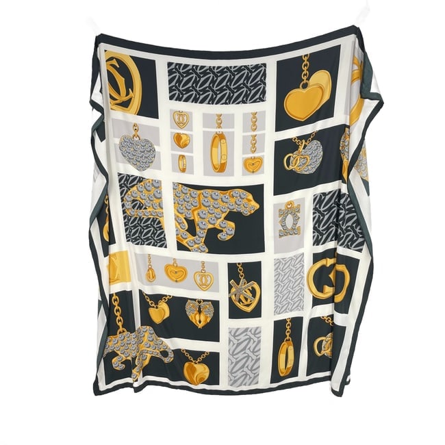 Cartier White Printed 100% Silk Scarf - 4