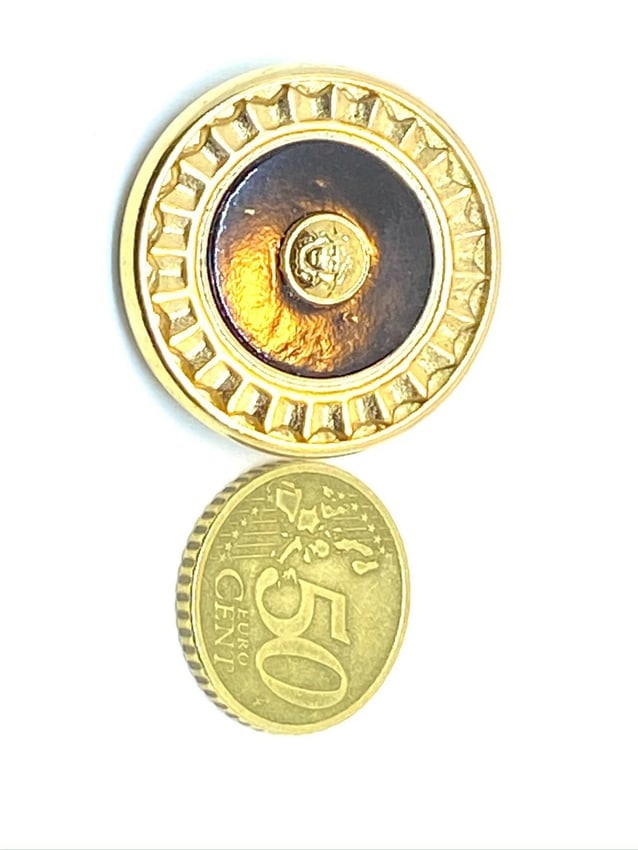 Versace Vintage Medusa Head Shank Button with Black color lacquer and ray border - 4