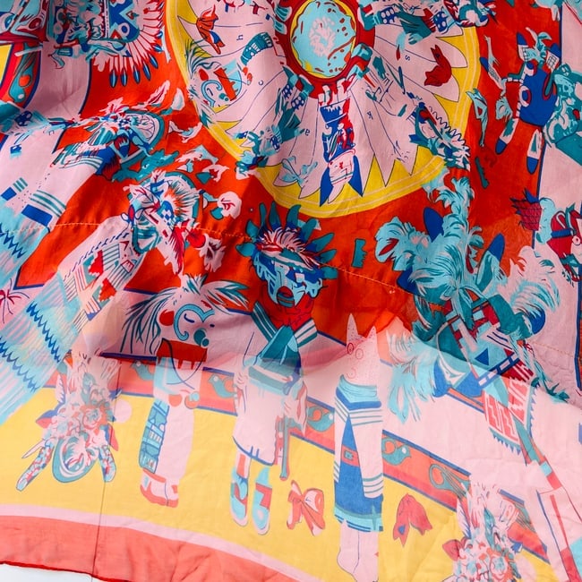 Hermes Red Printed 100% Silk Scarf - 5