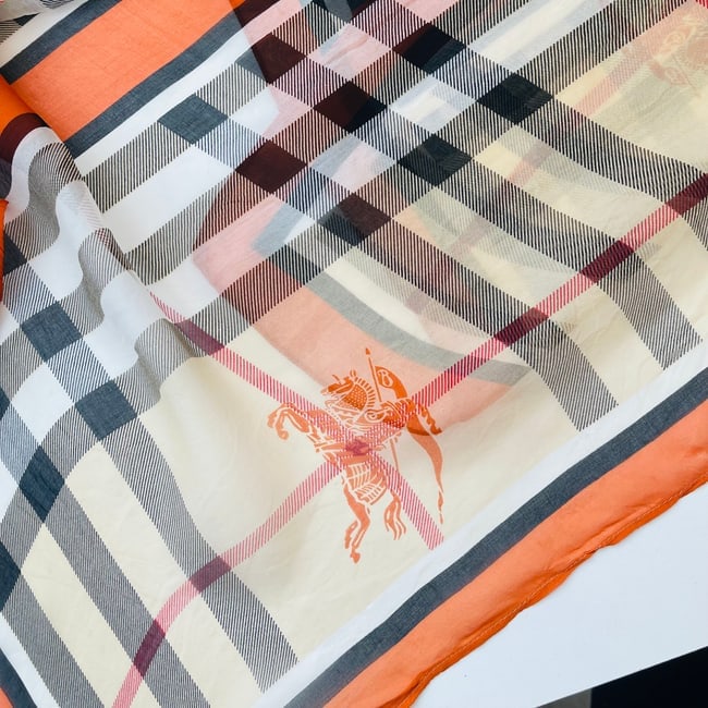 Burberry Beige Plaid 100% Silk Scarf - 5