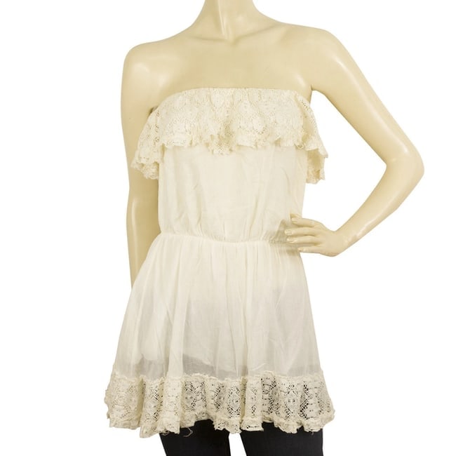 Antica Sartoria Vanilla Cream Lace Strapless Long Blouse Top Free Size Unique: Title:Antica Sartoria Vanilla Cream Lace Strapless Long Blouse Top Free Size Unique Description:Antica Sartoria Vanilla Cream Lace Strapless Long Blouse Top Free Size Unique From Antica Sartoria