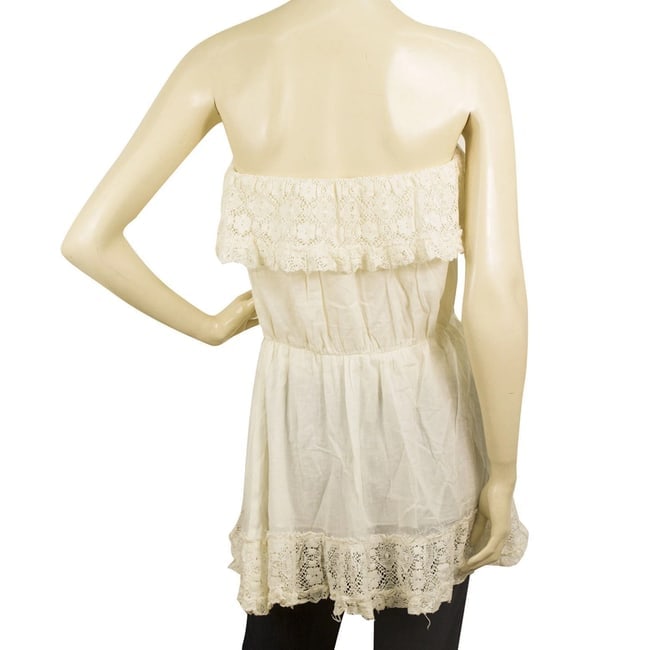 Antica Sartoria Vanilla Cream Lace Strapless Long Blouse Top Free Size Unique - 2