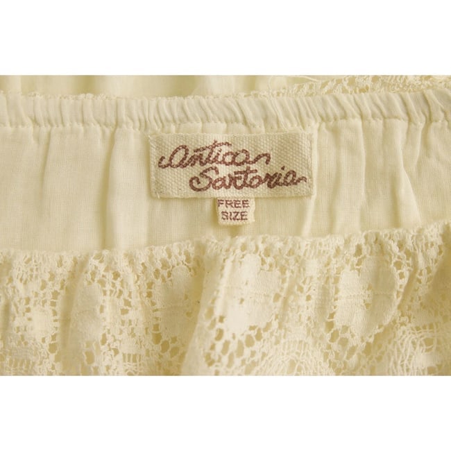 Antica Sartoria Vanilla Cream Lace Strapless Long Blouse Top Free Size Unique - 3