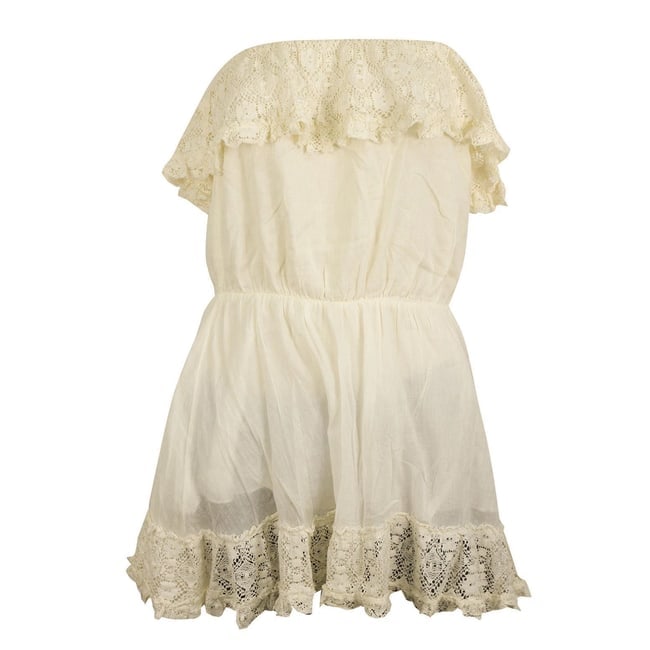 Antica Sartoria Vanilla Cream Lace Strapless Long Blouse Top Free Size Unique - 6