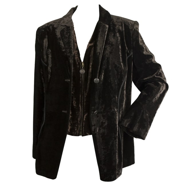 Vintage CRISCA Blazer and Bustier Vest Set in Dark Bron Velvet size 42 - 7