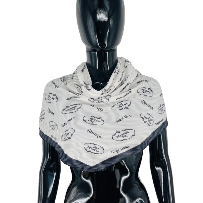 Prada White Monogram Stretch Silk Scarf - 2