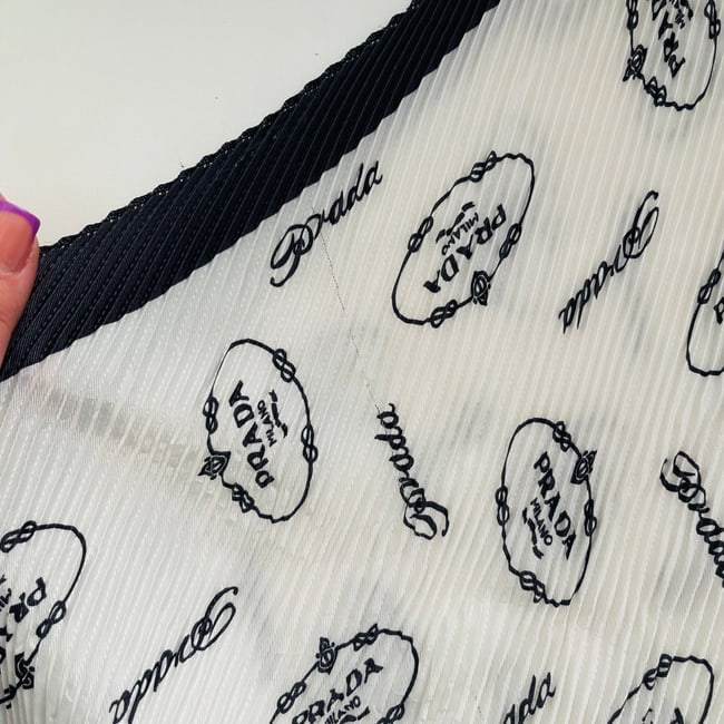 Prada White Monogram Stretch Silk Scarf - 6