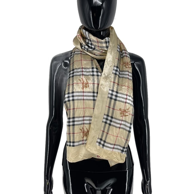 Burberry Gold Plaid 100% Silk Scarf - 4