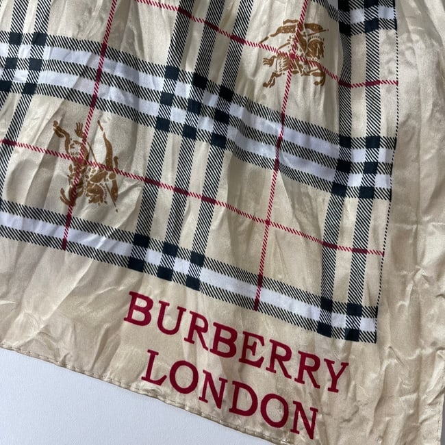Burberry Gold Plaid 100% Silk Scarf - 5