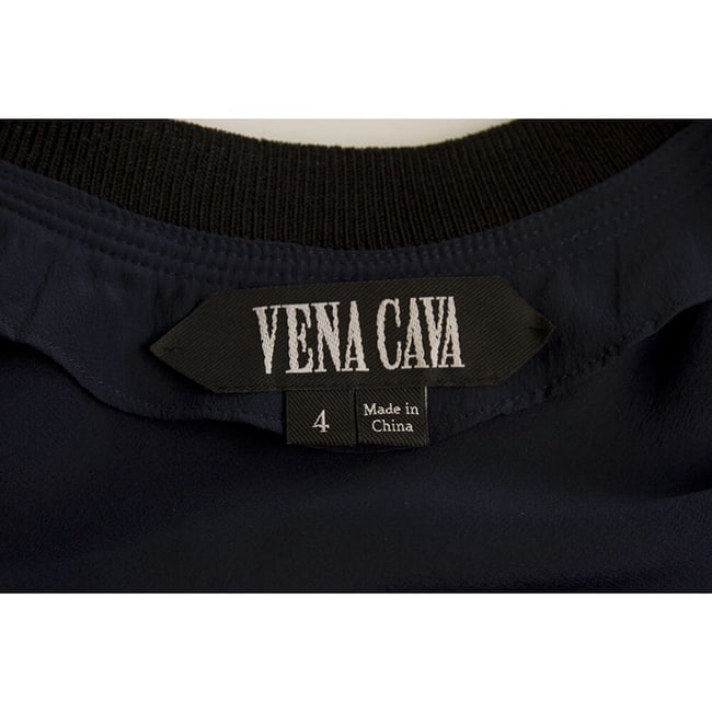Vena Cava Blue Color w. Black Trim Asymmetrical Length Silk Dress size 4 - 3