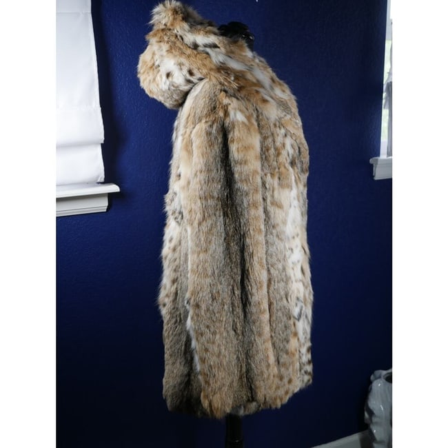 Gorgeous Spotted Lynx hooded Fur Coat Jacket - 4