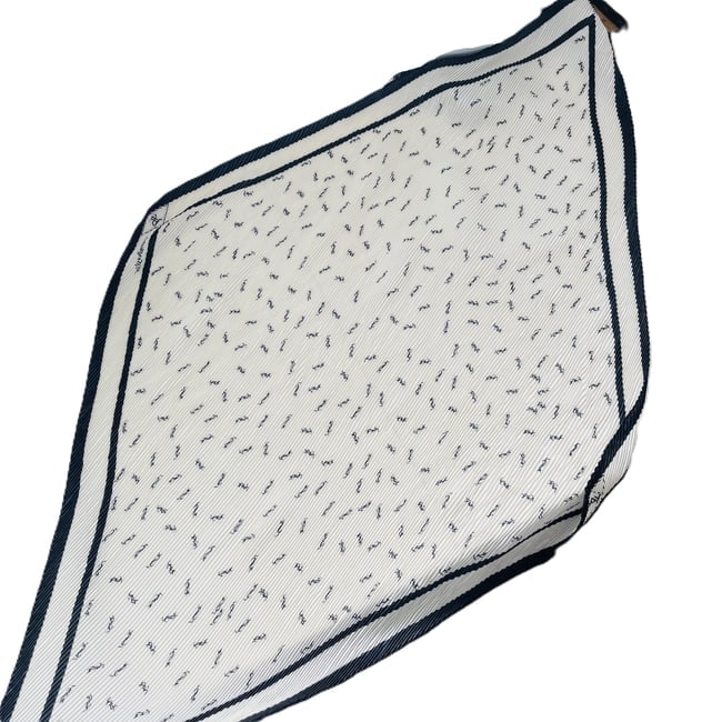 Yves Saint Laurent White Monogam Stretch Silk Scarf - 3