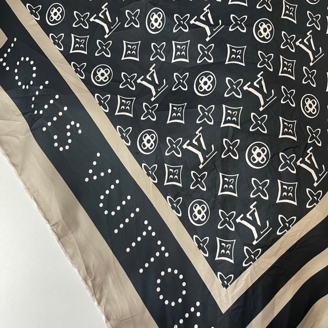 Louis Vuitton Black Monogram 100% Silk Scarf - 5