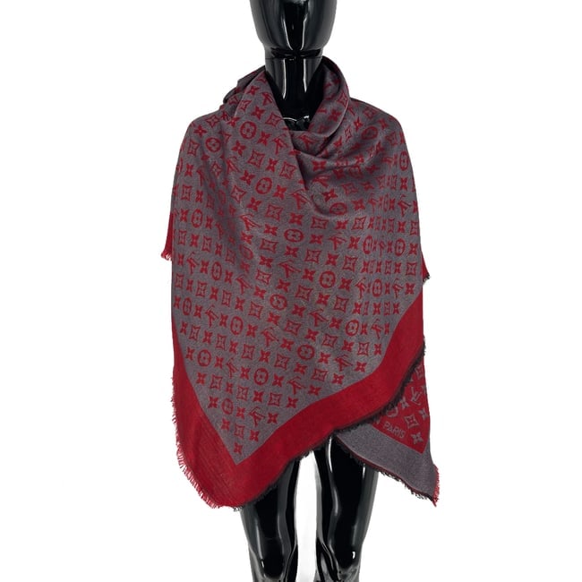 Louis Vuitton Red Reversible Silk Wool Scarf - 4