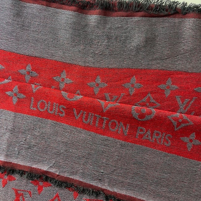 Louis Vuitton Red Reversible Silk Wool Scarf - 9