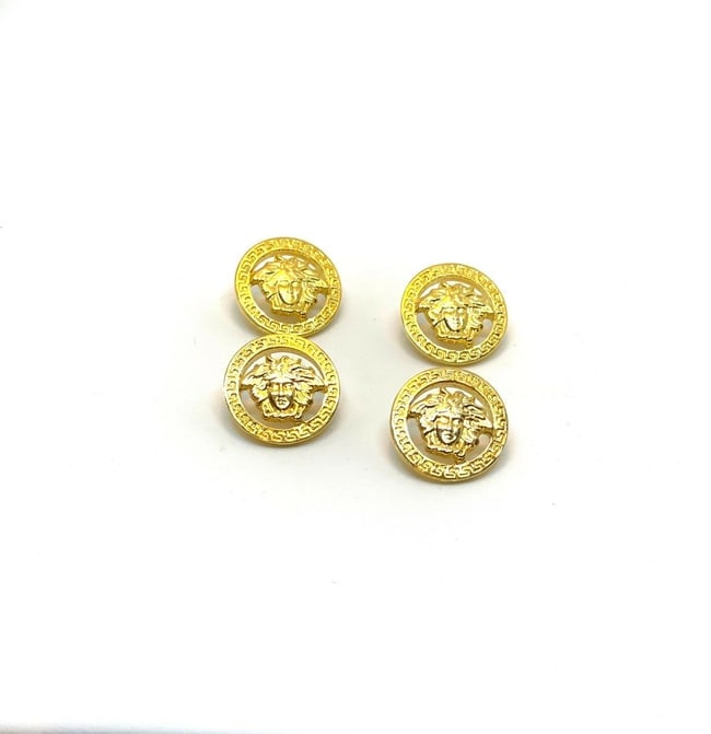 Versace Vintage Medusa Head 4 S Shank Buttons with Rim Meander Greek Key Border - 5