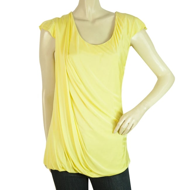 Alexander McQueen Yellow Viscose Fantastic Draped Blouse Long Top sz 40 (1 of 6)