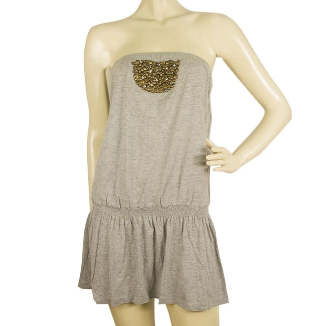 Urban by Pink Soda Gray Cotton Strapless Basic Casual Mini Summer Dress Size XS (1 of 6)