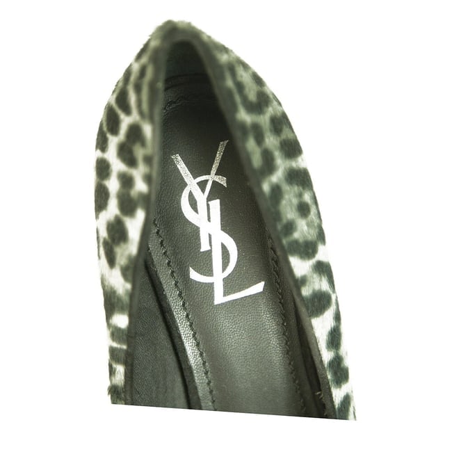 Yves Saint Laurent Gray Leopard Calf Hair Tribute Tribtoo Heels Pumps 40 Shoes - 7