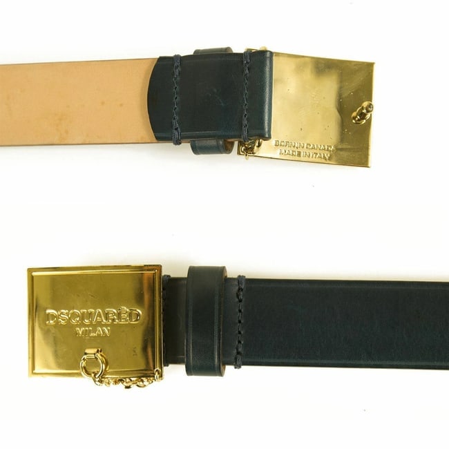DSquared2 Woman's Blue Teal Leather with Gold tone Square Belt 95cm size S - 2