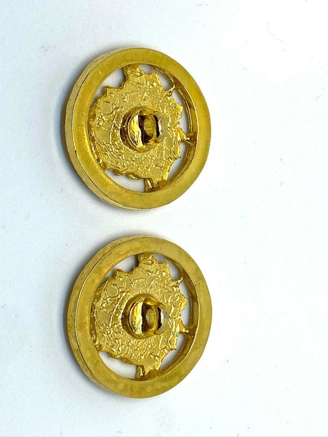 Versace Vintage Medusa Head 2 M Shank Buttons with Rim Meander Greek Key Border - 3