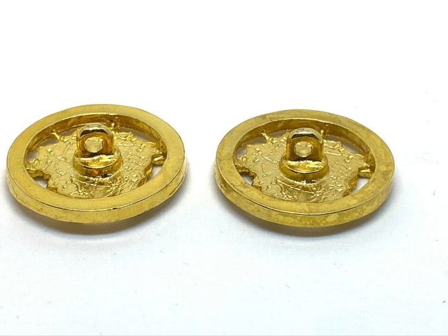 Versace Vintage Medusa Head 2 M Shank Buttons with Rim Meander Greek Key Border - 4