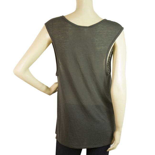 Helmut Lang Gray Long Blouse Wide Cap Sleeves T-Shirt Top Size S - 2