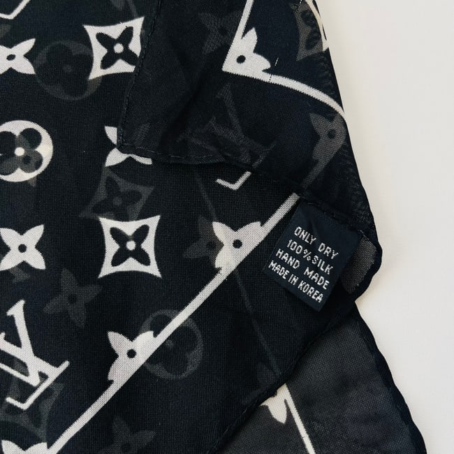 Louis Vuitton Black Monogram 100% Silk Scarf - 4