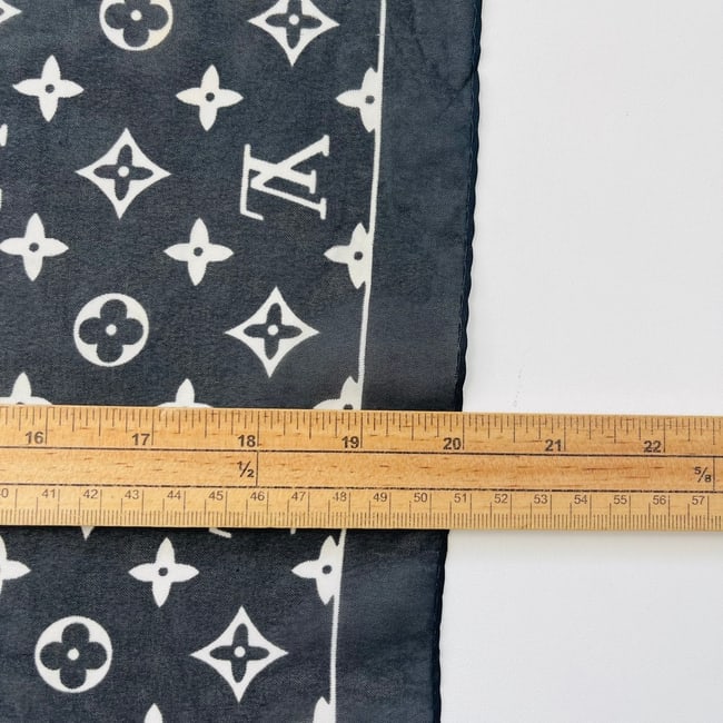Louis Vuitton Black Monogram 100% Silk Scarf - 6