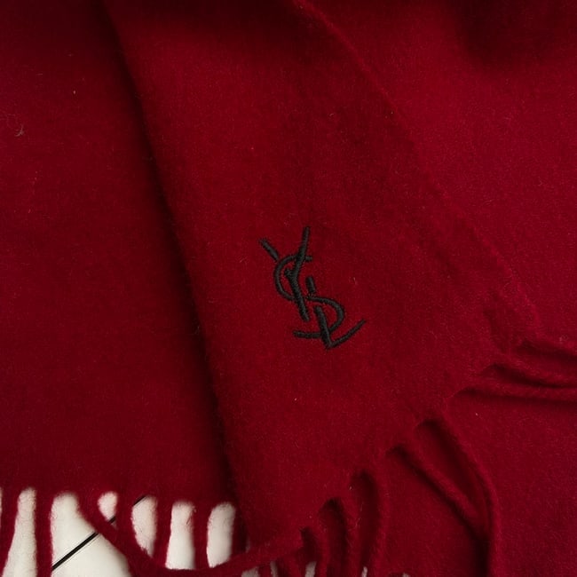 Yves Saint Laurent Red Solid 100% Wool Scarf - 5