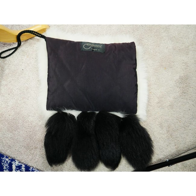 Gorgeous Designer Black & White Fox Fur Muff purse for Fur Coat - 3