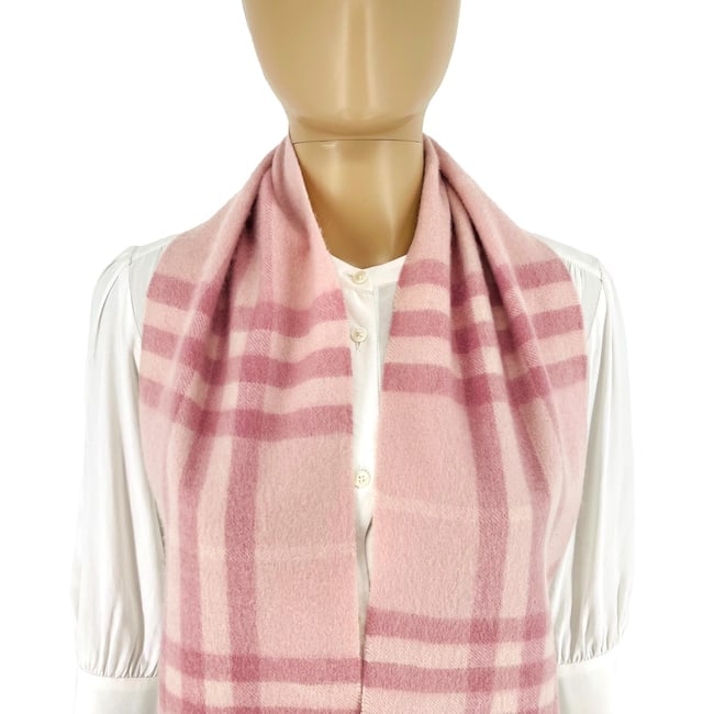 Burberry Children Pink Plaid 100% Cashmere Small Scarf - 2