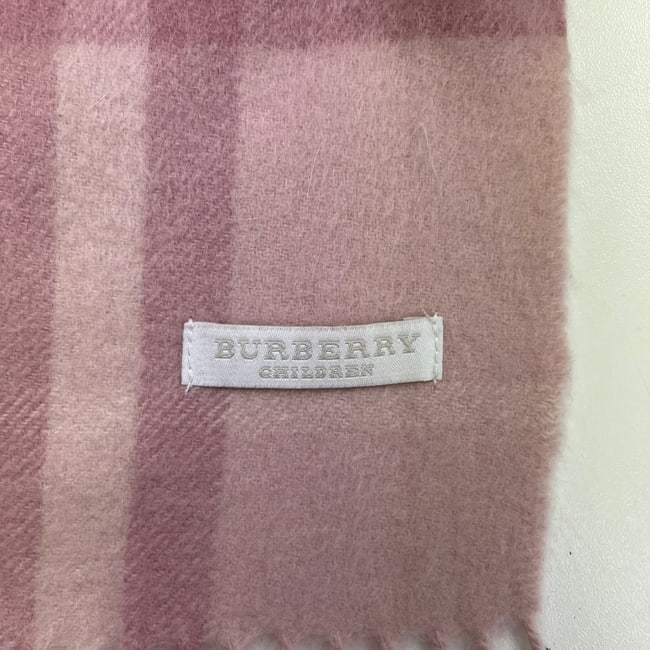 Burberry Children Pink Plaid 100% Cashmere Small Scarf - 4