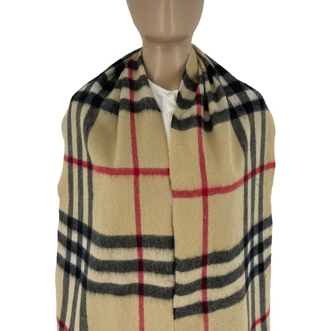 Burberry Beige Plaid 100% Wool Scarf - 2
