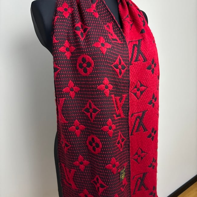 Louis Vuitton Bright Red Thick Wool & Silk Scarf - 3