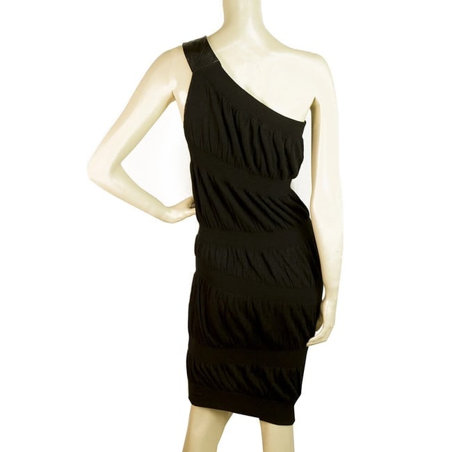 Iceberg Black Linen One Shoulder Draped Knee Length Midi Dress size 42 / S - 2