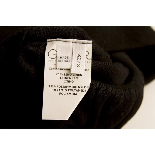 Iceberg Black Linen One Shoulder Draped Knee Length Midi Dress size 42 / S - 4