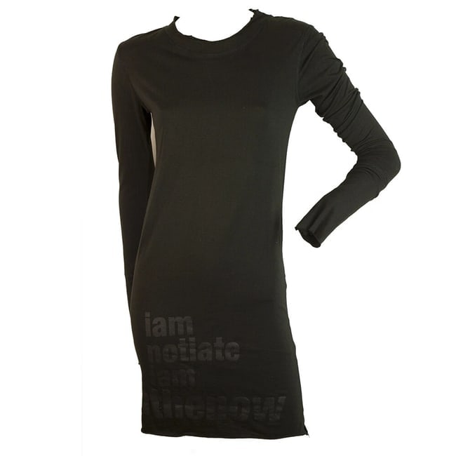 Barbara I Gongini Black Long Sleeves Mini Length Cotton Modal Dress - 6