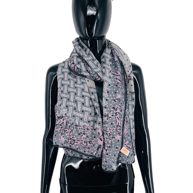 Hermes Grey Printed 100% Silk Scarf - 4